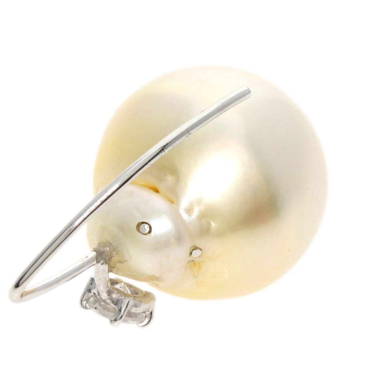 0.231ct Pearl Pearl Diamond earring Platinum  11.3g　Ladies