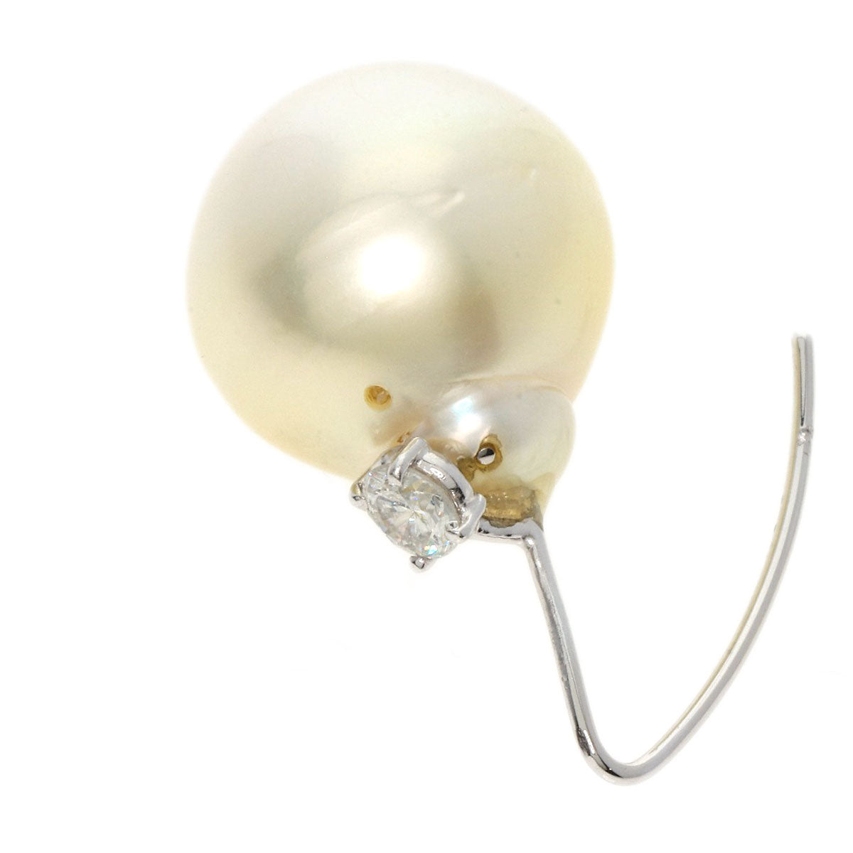 0.231ct Pearl Pearl Diamond earring Platinum  11.3g　Ladies