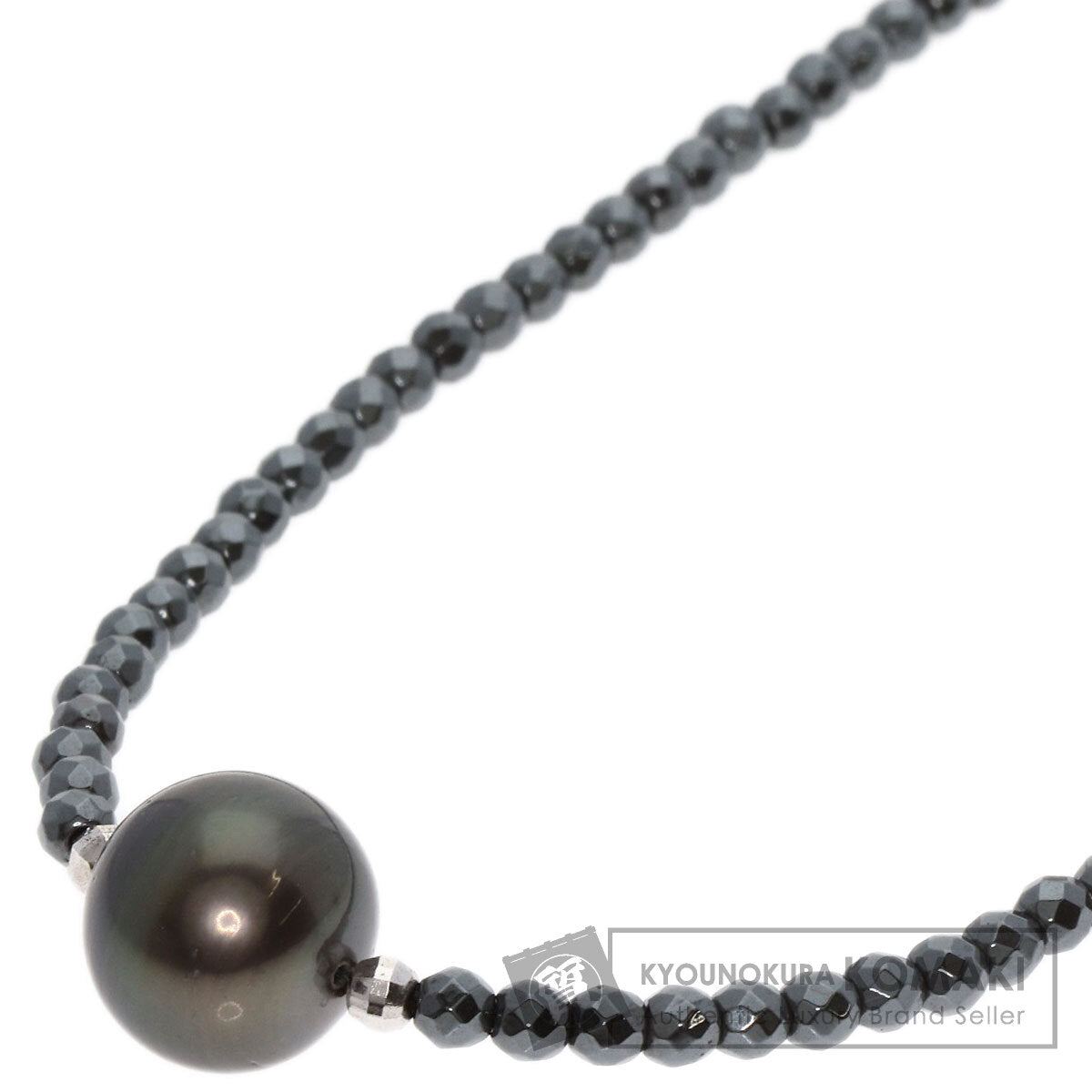 Hematite Pearl Pearl Necklace Silver  12.9g　Ladies