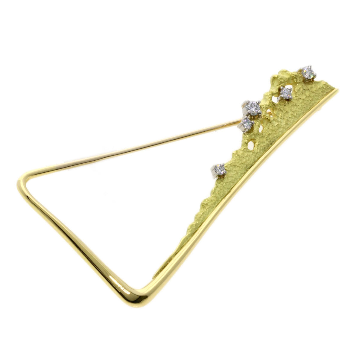 0.14ct Diamond Brooch K18 Yellow Gold PT900 5.1g　Ladies