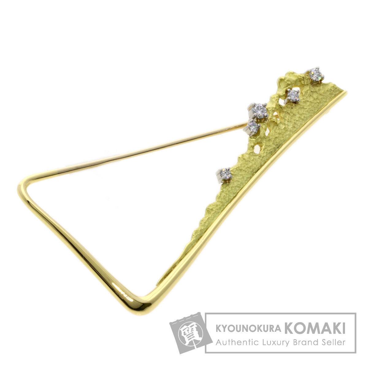0.14ct Diamond Brooch K18 Yellow Gold PT900 5.1g　Ladies