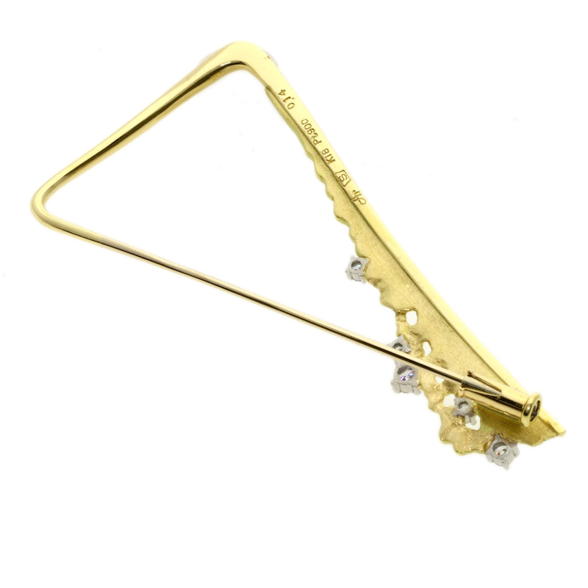 0.14ct Diamond Brooch K18 Yellow Gold PT900 5.1g　Ladies