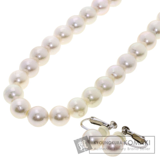 Akoya Pearl Pearl Earring Set Necklace Silver  43g　Ladies