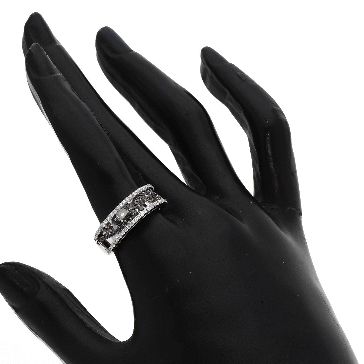 0.63ct Diamond  Black　Diamond Ring K18 White Gold  6.9g　Ladies