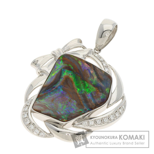 26.23ct Boulder opal Diamond Pendant top Platinum PT900  18.3g　Ladies