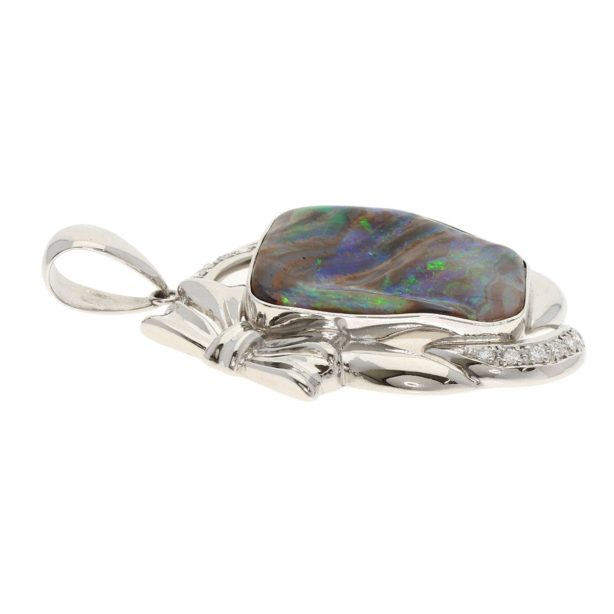 26.23ct Boulder opal Diamond Pendant top Platinum PT900  18.3g　Ladies