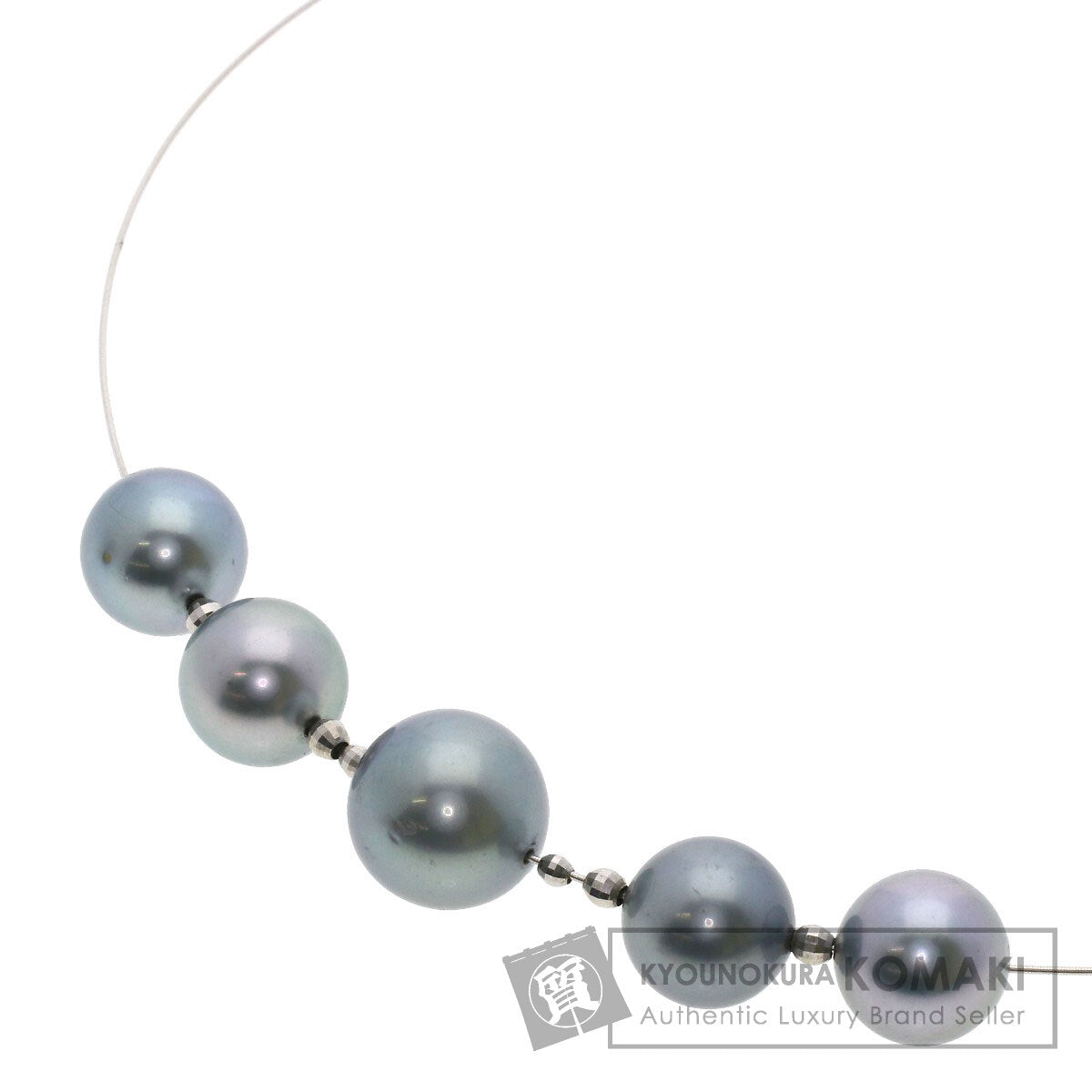 Gray pearl Pearl Necklace K18 White Gold  17.4g　Ladies