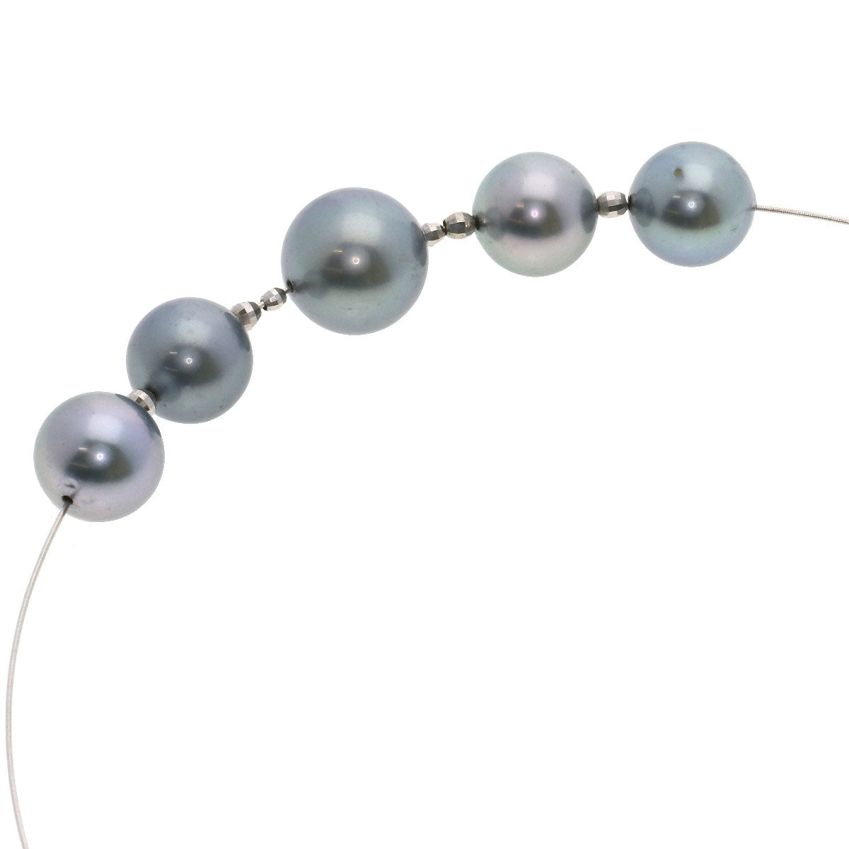 Gray pearl Pearl Necklace K18 White Gold  17.4g　Ladies