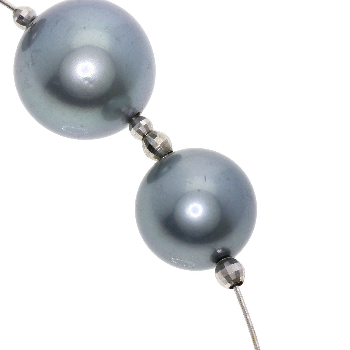 Gray pearl Pearl Necklace K18 White Gold  17.4g　Ladies