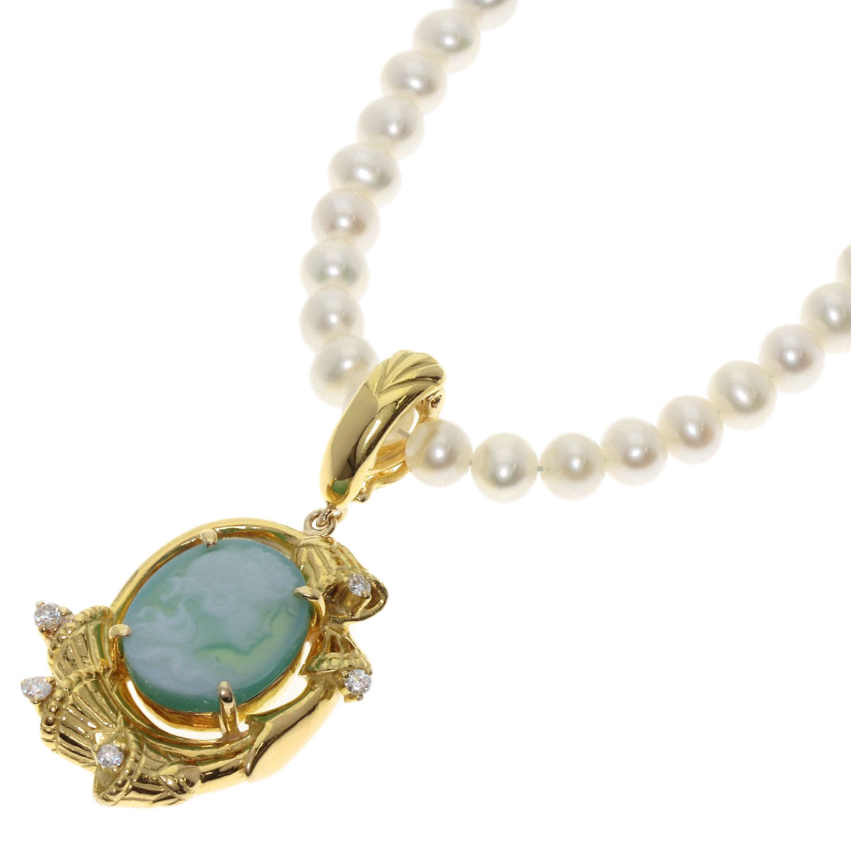 kaoruko   Necklace Pearl Pearl Cameo Diamond Color Stone K18 Yellow Gold Ladies