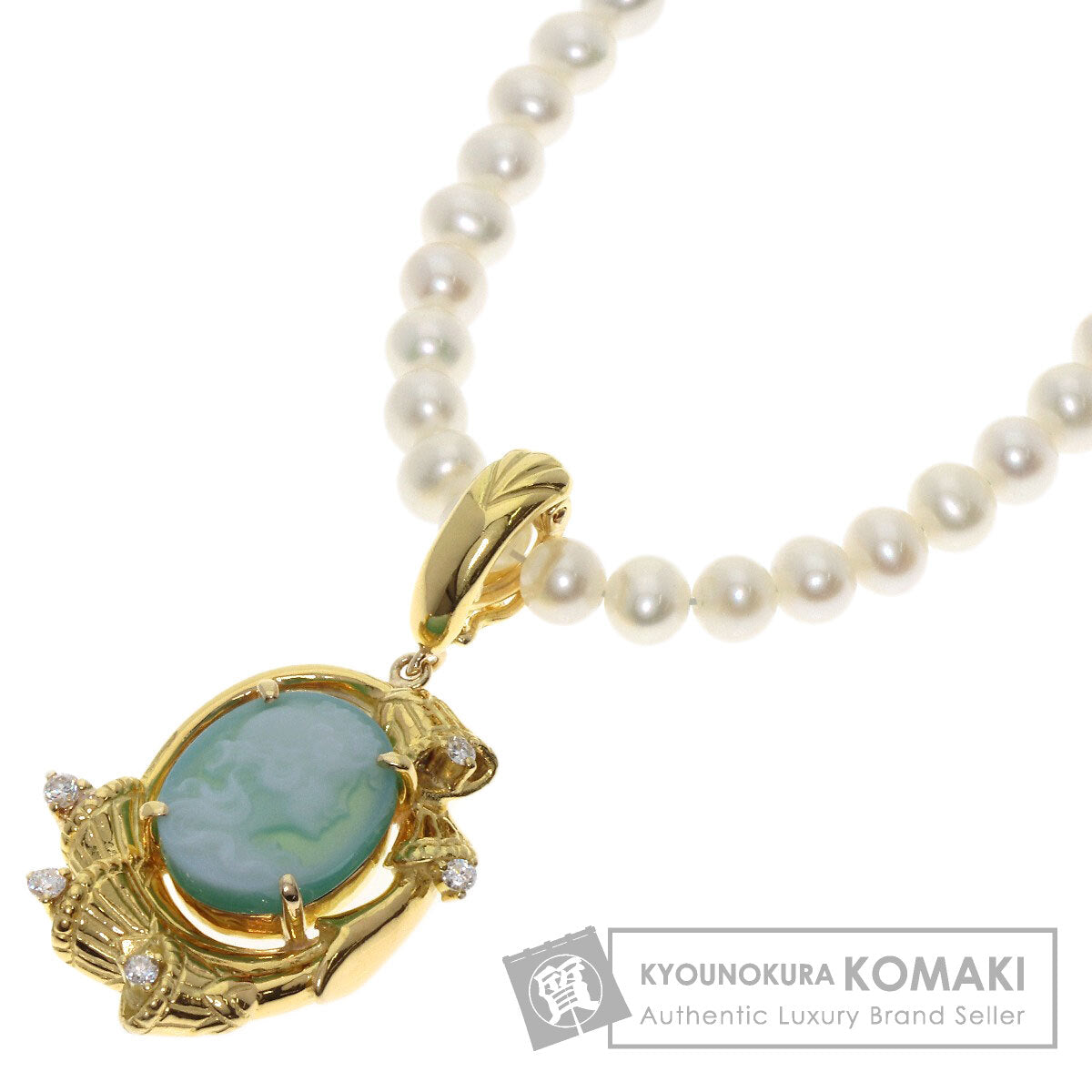 kaoruko   Necklace Pearl Pearl Cameo Diamond Color Stone K18 Yellow Gold Ladies