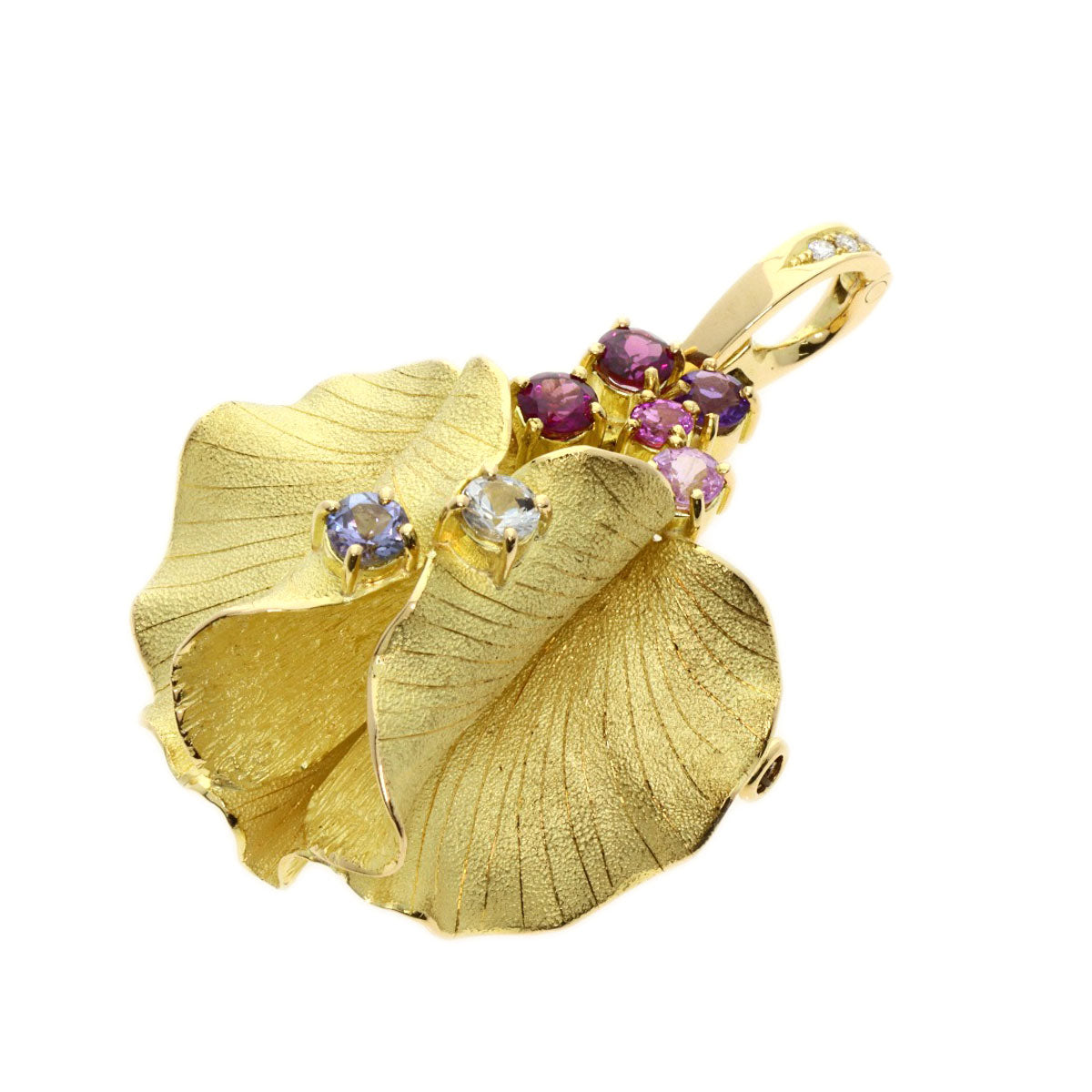 IKEDA KEIKO   Pendant top Multi-Color Stone Diamond Brooch 2WAY K18 Yellow Gold Ladies