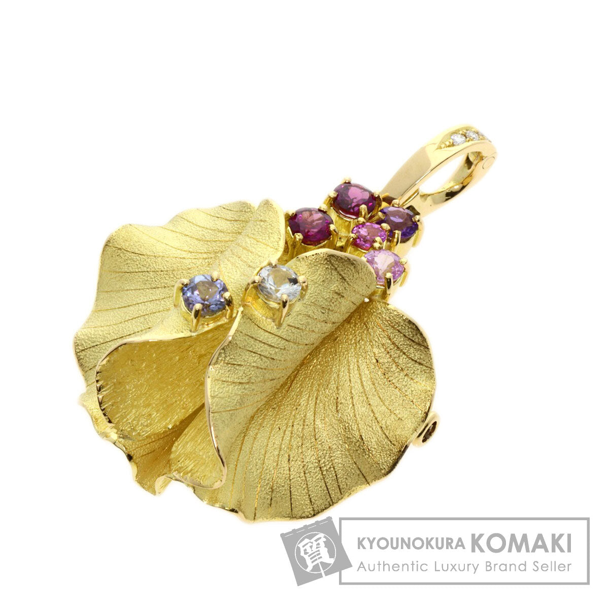 IKEDA KEIKO   Pendant top Multi-Color Stone Diamond Brooch 2WAY K18 Yellow Gold Ladies