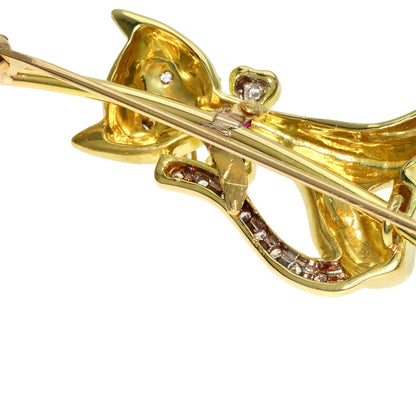 Cat motif Pearl Pearl Diamond Brooch K18 Yellow Gold K14 Yellow Gold 9.4g　Ladies