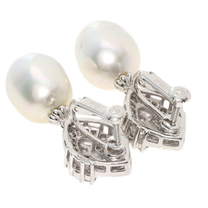 Pearl Pearl Diamond Earring K14 White Gold PT900 14.5g　Ladies