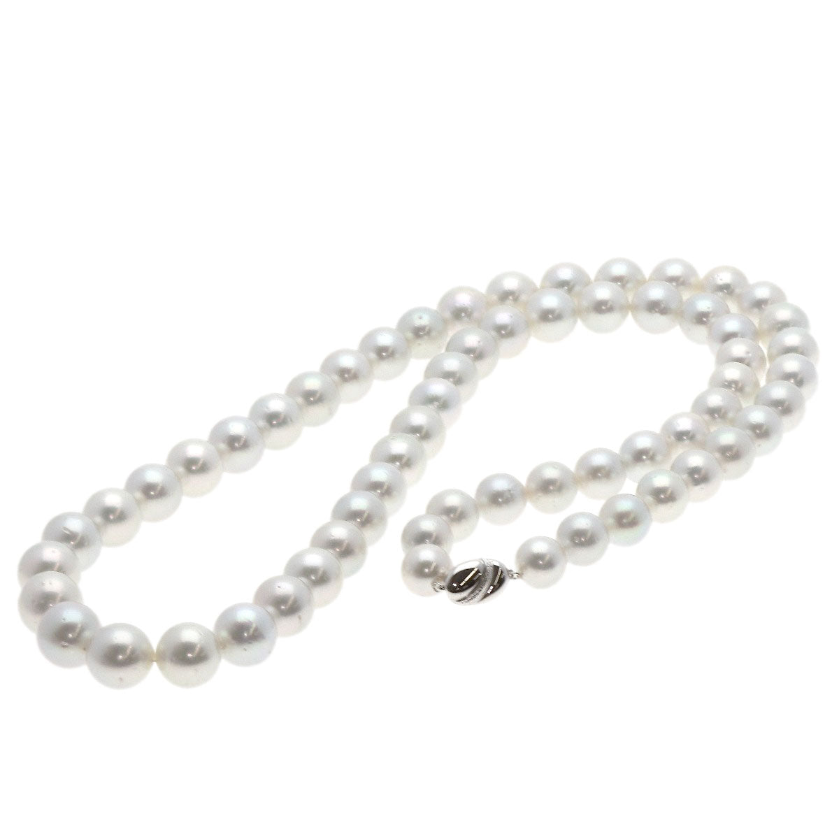 White Pearl Pearl Long Necklace Silver Metal 213.9g　Ladies