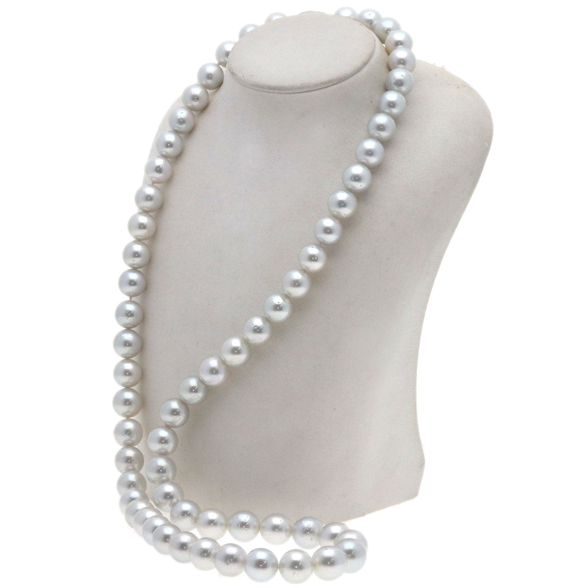 White Pearl Pearl Long Necklace Silver Metal 213.9g　Ladies