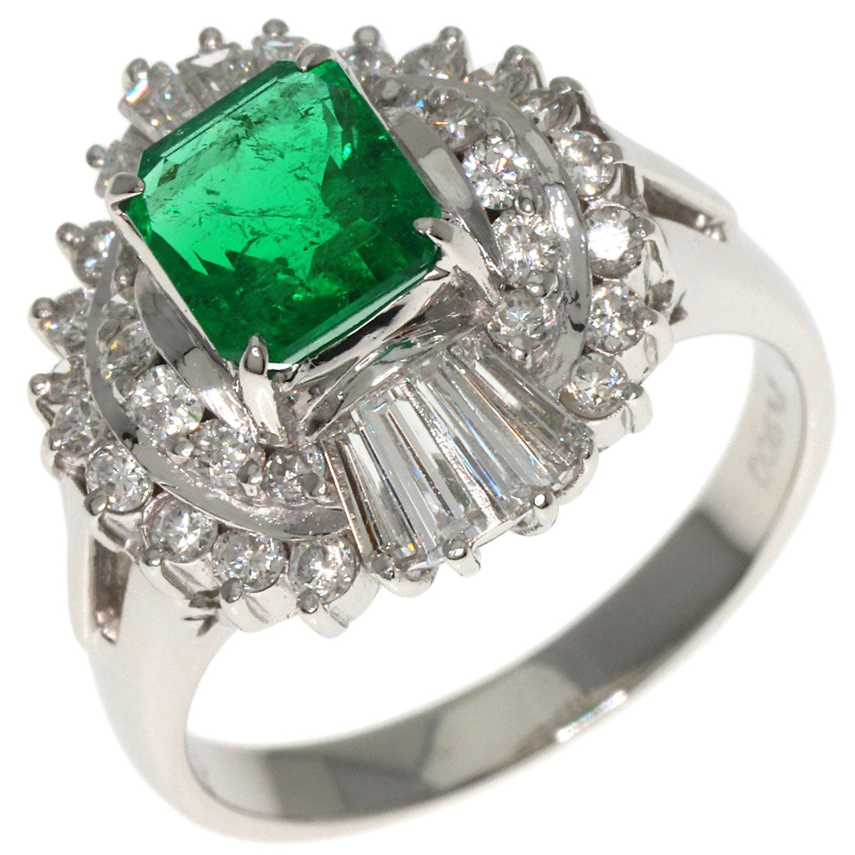 1.18ct Emerald Diamond Ring Platinum PT900  8.73g　Ladies