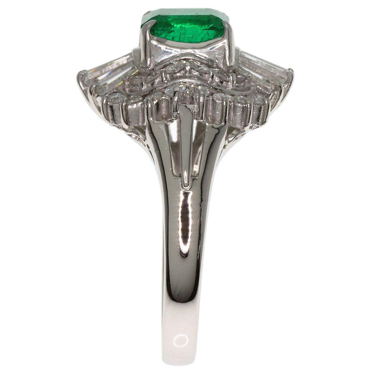 1.18ct Emerald Diamond Ring Platinum PT900  8.73g　Ladies