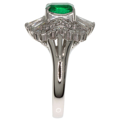 1.18ct Emerald Diamond Ring Platinum PT900  8.73g　Ladies