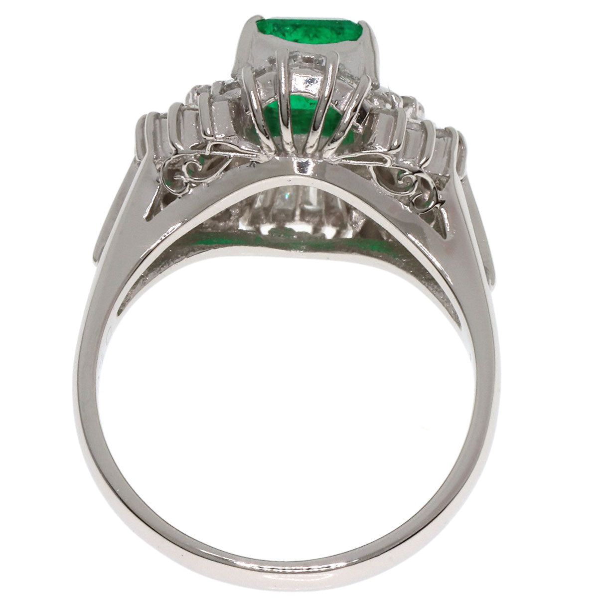 1.18ct Emerald Diamond Ring Platinum PT900  8.73g　Ladies