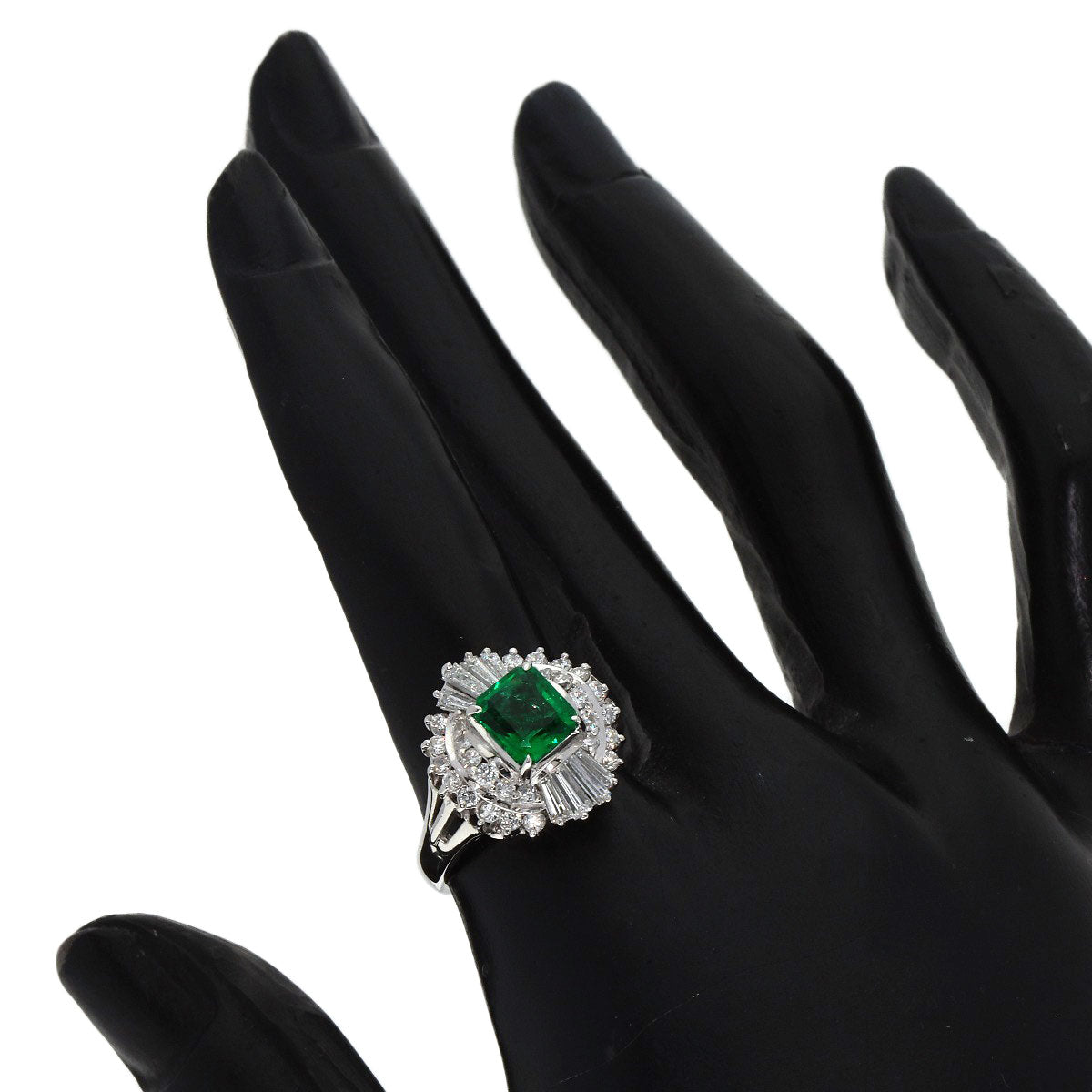 1.18ct Emerald Diamond Ring Platinum PT900  8.73g　Ladies