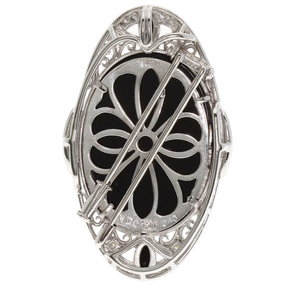 0.4ct Agate Cameo Diamond Brooch Platinum PT950 K18 White Gold 21.2g　Ladies