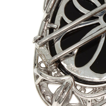 0.4ct Agate Cameo Diamond Brooch Platinum PT950 K18 White Gold 21.2g　Ladies