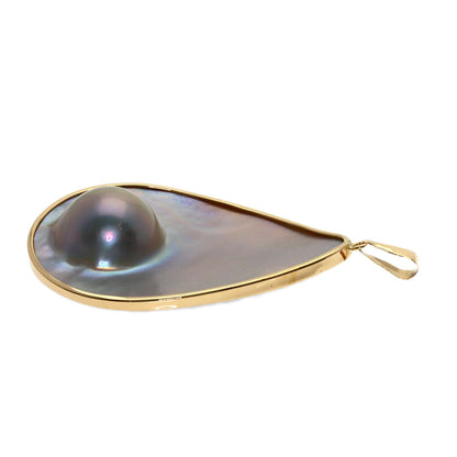 Mabe Pearl Pearl Pendant top K18 Yellow Gold  8.9g　Ladies