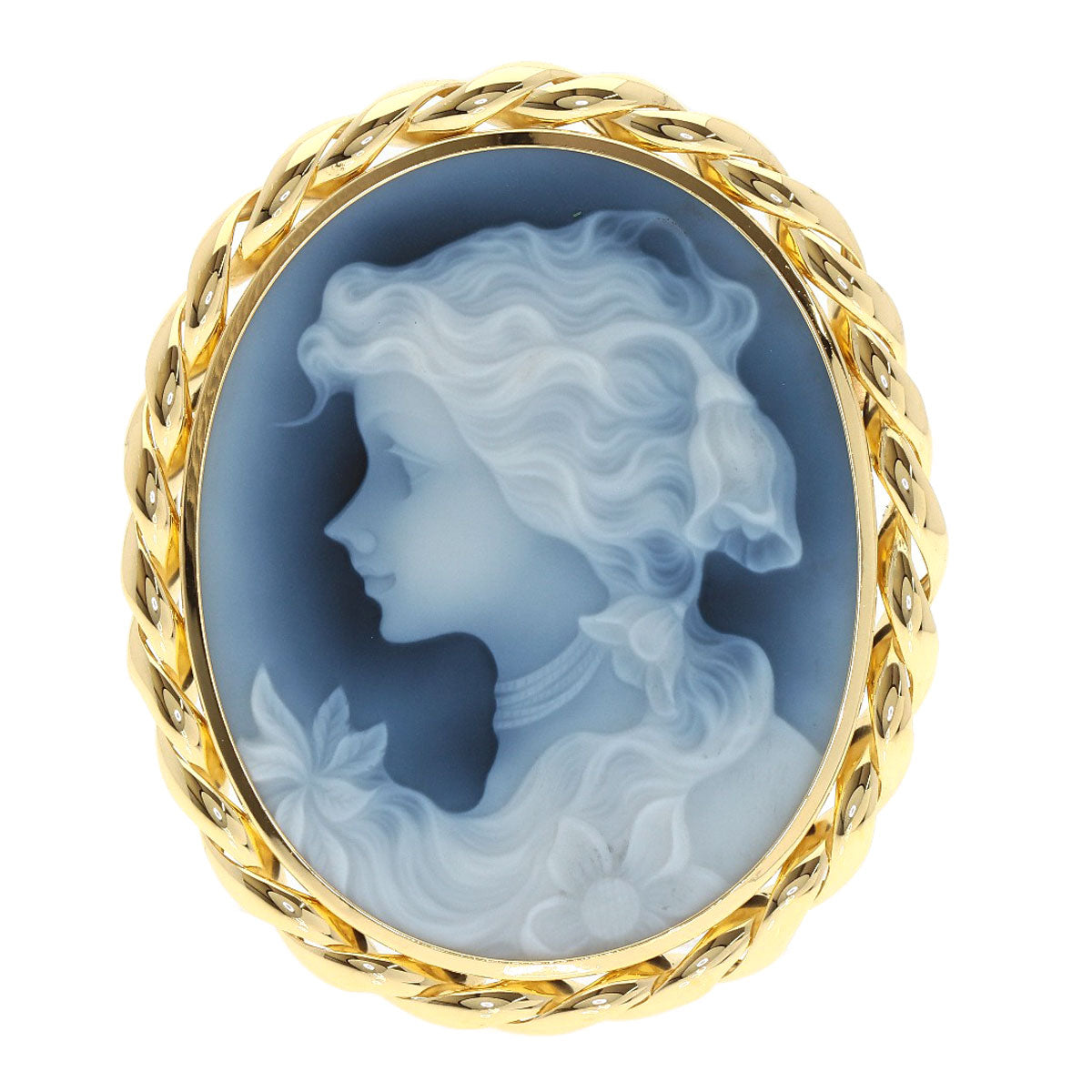 Stone cameo Brooch K18 Yellow Gold  31.4g　Ladies