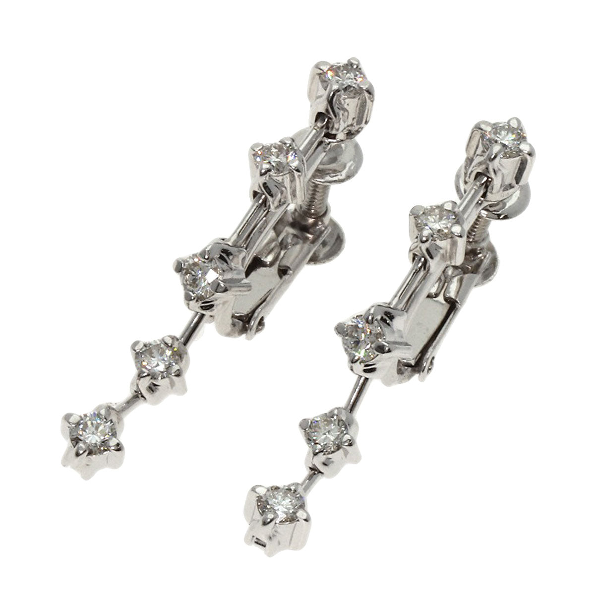 5P Diamond Earring K14 White Gold  3.51g　Ladies