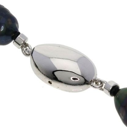 Baroque Black Pearl Necklace Silver  53.2g　Ladies