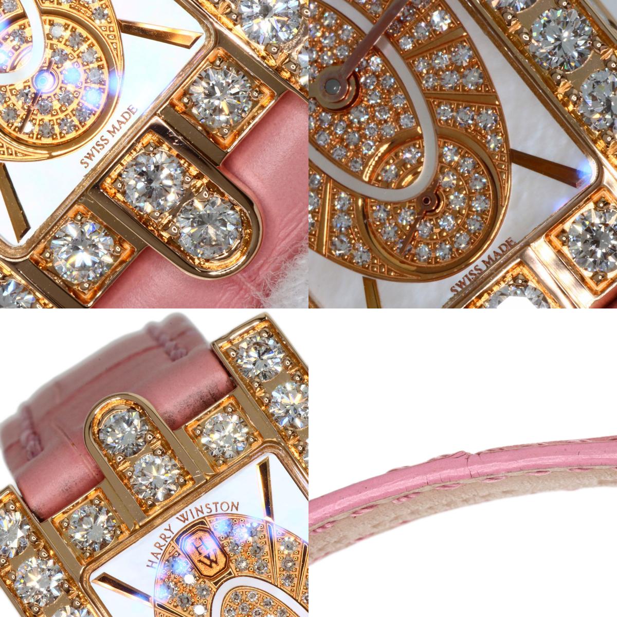 HARRY WINSTON Avenue Side Large Watches 310LQR AVEQHM21RR112 K18 Pink Gold/Leather Ladies