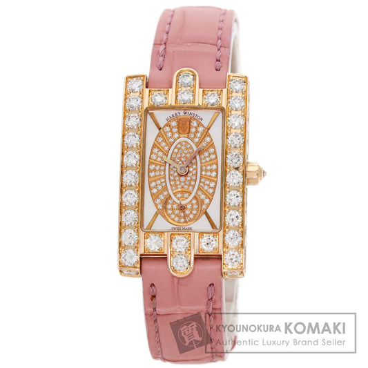 HARRY WINSTON Avenue Side Large Watches 310LQR AVEQHM21RR112 K18 Pink Gold/Leather Ladies