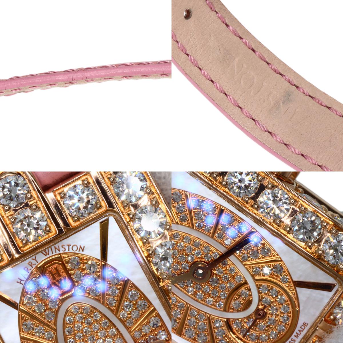 HARRY WINSTON Avenue Side Large Watches 310LQR AVEQHM21RR112 K18 Pink Gold/Leather Ladies