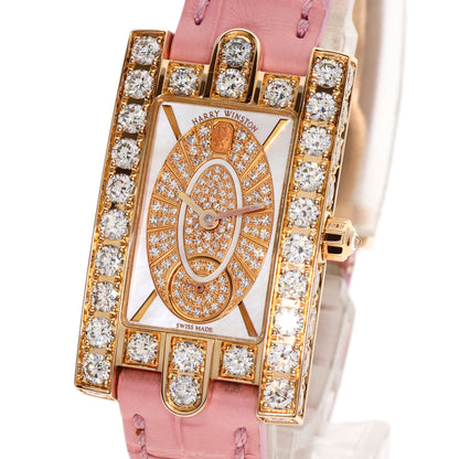 HARRY WINSTON Avenue Side Large Watches 310LQR AVEQHM21RR112 K18 Pink Gold/Leather Ladies