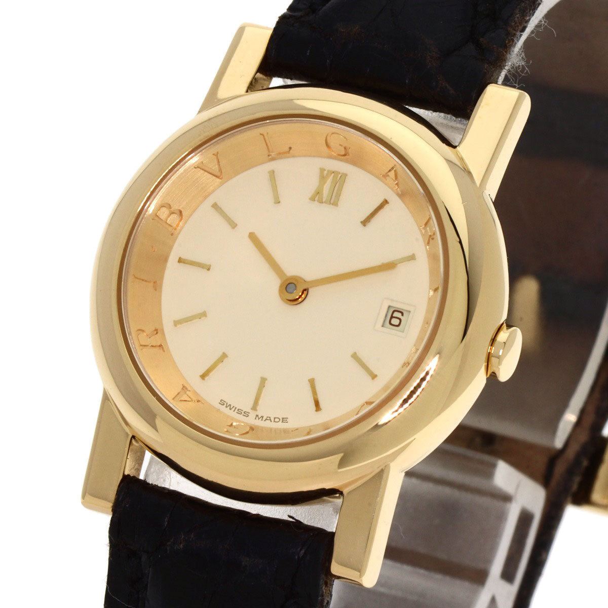 BVLGARI Amphitheater Watches AT26GL K18 Yellow Gold/Leather Ladies