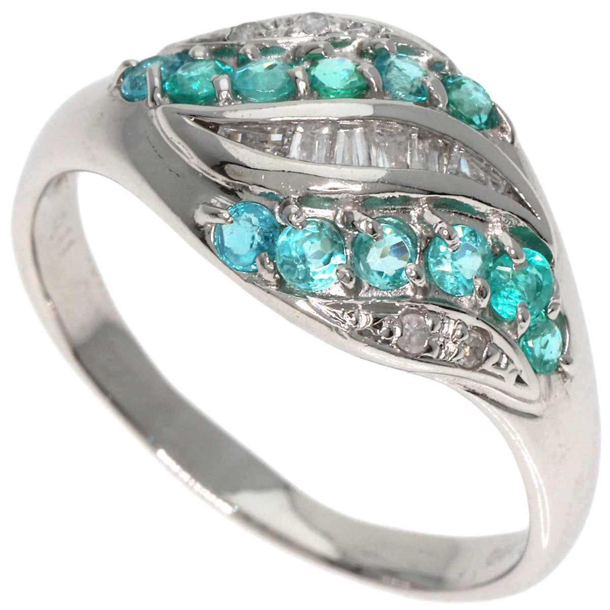 Paraiba tourmaline Diamond Ring Platinum PT900  5.5g�@Ladies