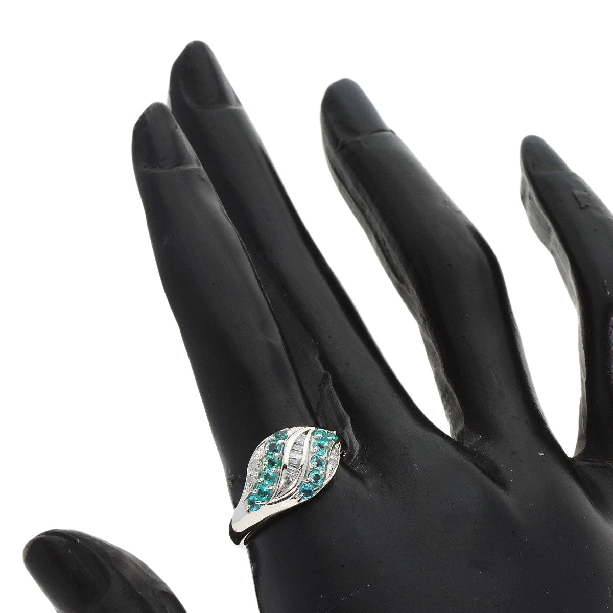 Paraiba tourmaline Diamond Ring Platinum PT900  5.5g�@Ladies