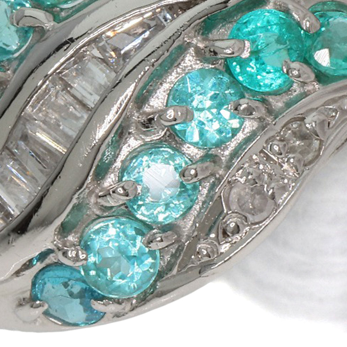 Paraiba tourmaline Diamond Ring Platinum PT900  5.5g�@Ladies