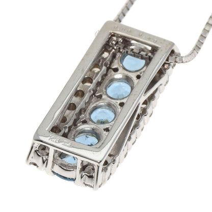 0.6ct Aquamarine Diamond Necklace K18 White Gold  4.5g　Ladies