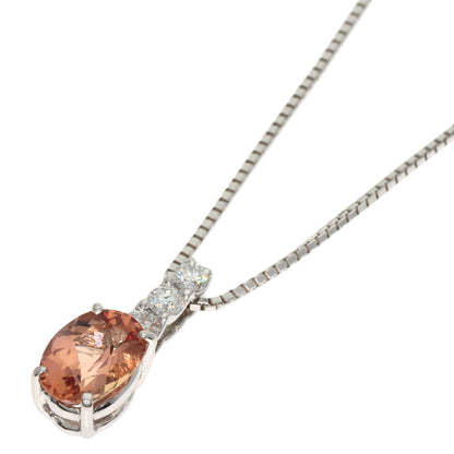 1.4ct Imperial Topaz Diamond Necklace K18 White Gold PT 5.2g　Ladies