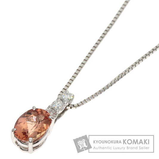 1.4ct Imperial Topaz Diamond Necklace K18 White Gold PT 5.2g　Ladies