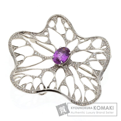 1.794ct Pink Sapphire Diamond Brooch K18 White Gold  8.9g�@Ladies