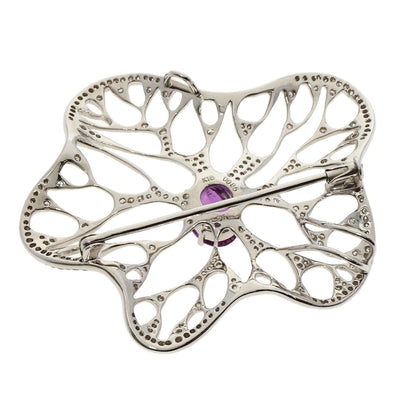 1.794ct Pink Sapphire Diamond Brooch K18 White Gold  8.9g�@Ladies