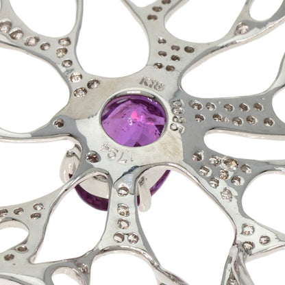 1.794ct Pink Sapphire Diamond Brooch K18 White Gold  8.9g�@Ladies