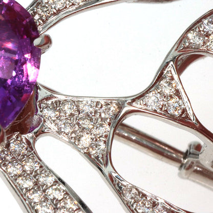 1.794ct Pink Sapphire Diamond Brooch K18 White Gold  8.9g�@Ladies