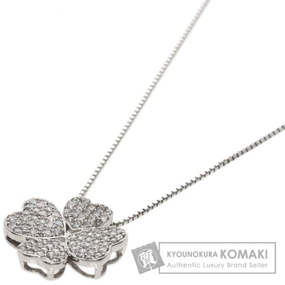 0.7ct Diamond clover Necklace K18 White Gold  5.5g　Ladies