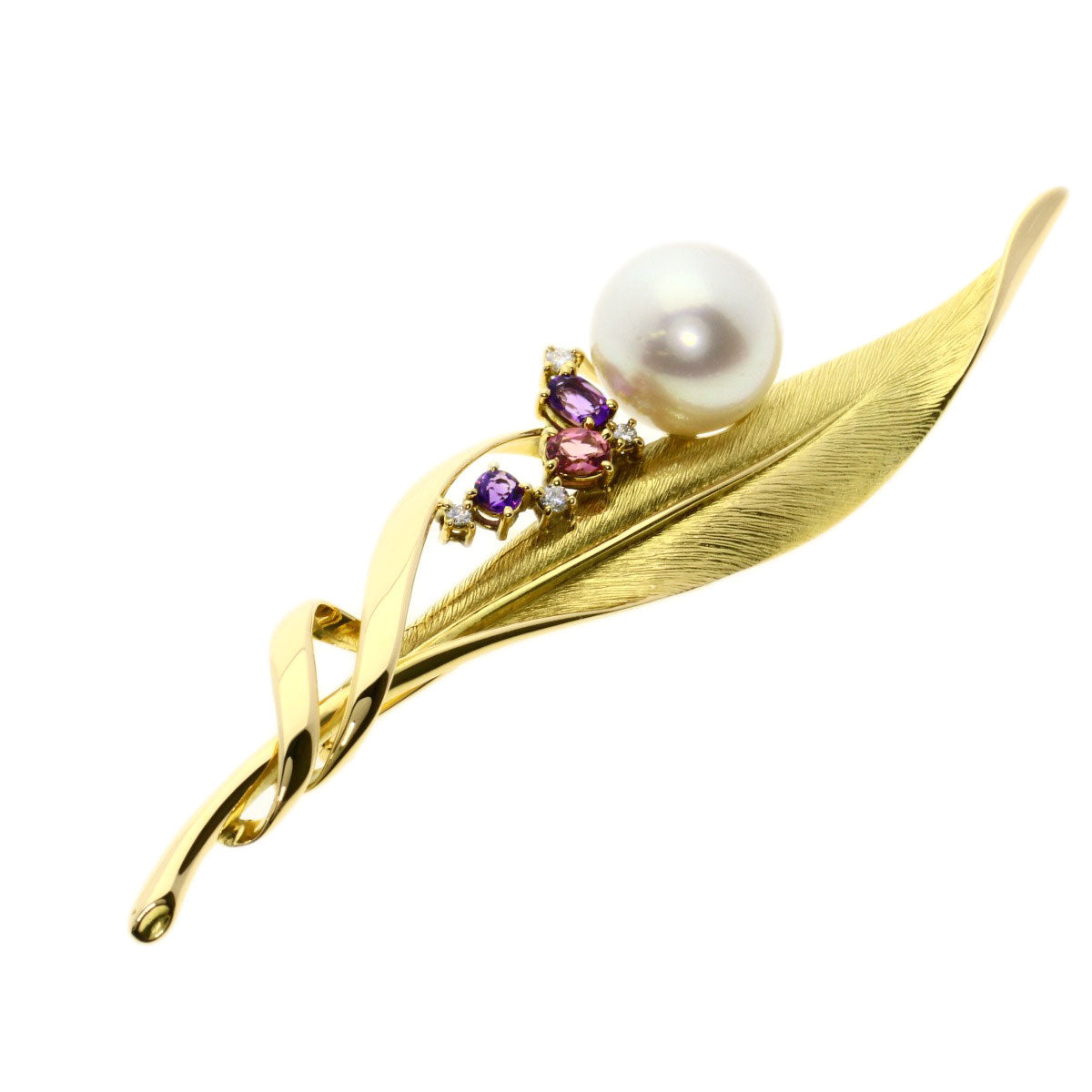 TASAKI   Brooch Pearl Pearl Amethyst Diamond K18 Yellow Gold Ladies