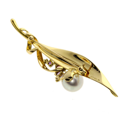 TASAKI   Brooch Pearl Pearl Amethyst Diamond K18 Yellow Gold Ladies